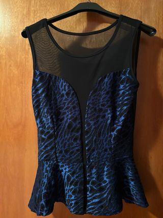 Top fiesta talla única azul y negro