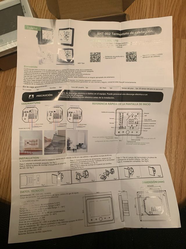 Termostato Caldera Nuevo Sin Usar