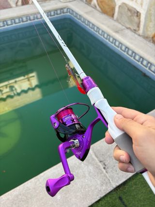 Caña y carrete de pesca spinning