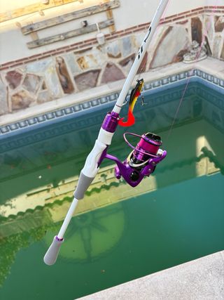 Caña y carrete de pesca spinning