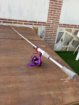 Caña y carrete de pesca spinning