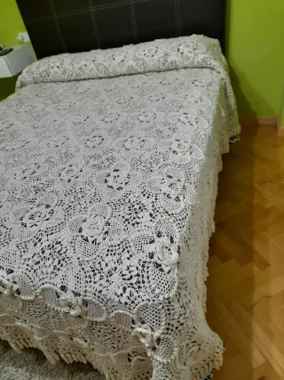 Colcha crochet blanca