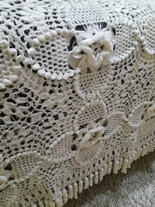 Colcha crochet blanca