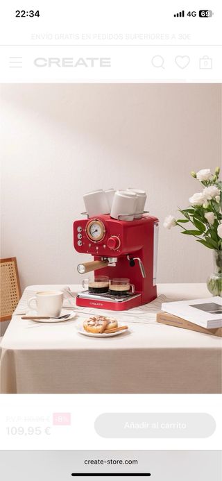Cafetera Create Retro Roja
