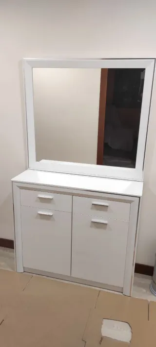 Aparador con Espejo Blanco