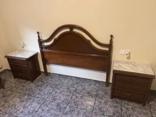Cabezal, mesitas y sinfonier madera y mármol