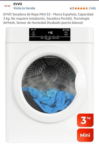 EVVO Secadora de Ropa Mini S3