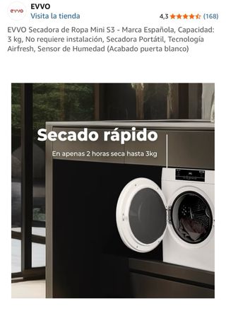 EVVO Secadora de Ropa Mini S3