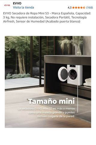 EVVO Secadora de Ropa Mini S3