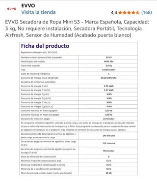 EVVO Secadora de Ropa Mini S3