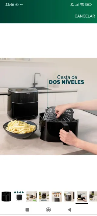 Freidora de aire Princess negra,8 litros