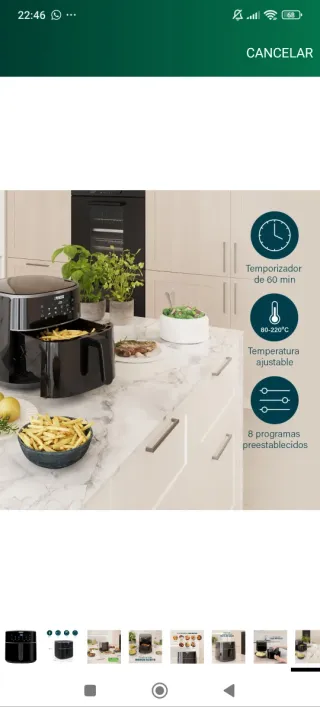 Freidora de aire Princess negra,8 litros