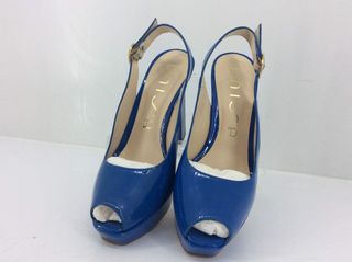 Zapatos de tacón Unisa azul peep toe