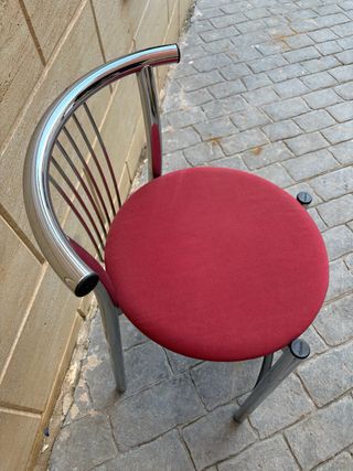 Sgabello alto Calligaris rosso e argento