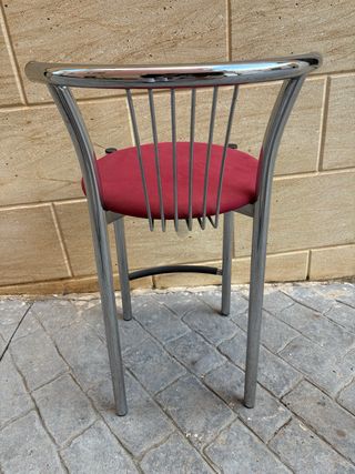 Sgabello alto Calligaris rosso e argento