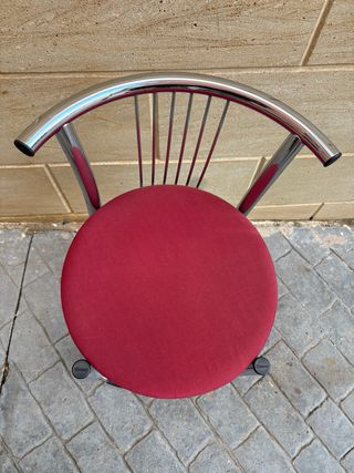 Sgabello alto Calligaris rosso e argento