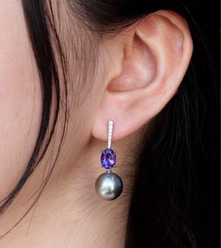 Pendientes Perla Tahití Natural 10.95mm Amatista