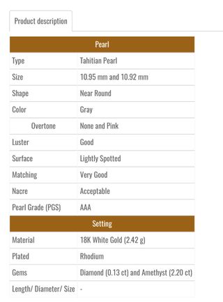 Pendientes Perla Tahití Natural 10.95mm Amatista