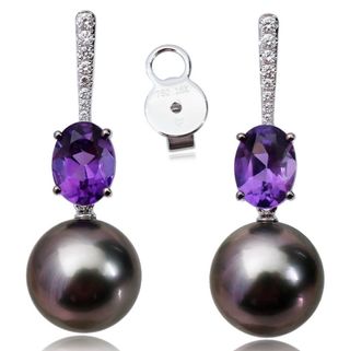 Pendientes Perla Tahití Natural 10.95mm Amatista