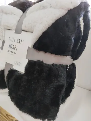 1 Manta Sherpa Doble Cara 220x240 NEGRA