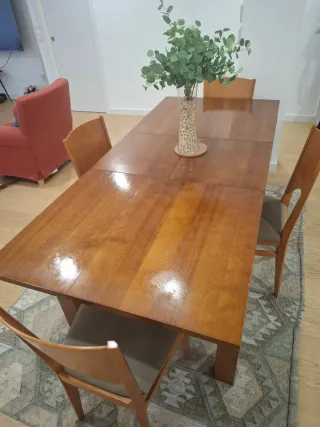 Mesa de comedor extensible de madera + 4 sillas