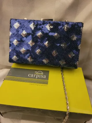 Pochette Carpisa paillettes blu e argento