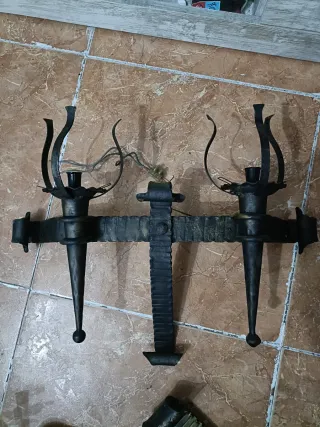 Candelabro antiguo hierro forjado