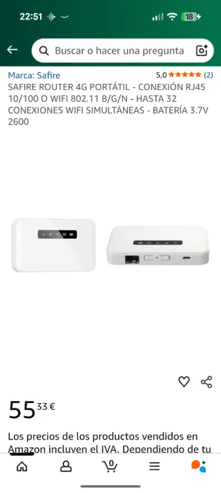 Router WiFi 4G Portátil Safire