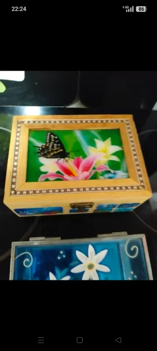 Lote 3 cajitas decoración cristal y madera