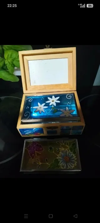 Lote 3 cajitas decoración cristal y madera