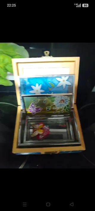 Lote 3 cajitas decoración cristal y madera