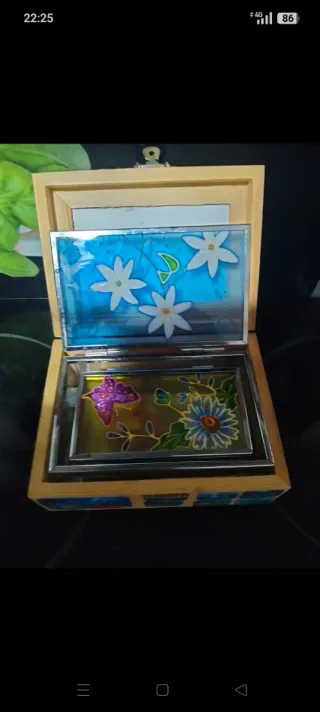 Lote 3 cajitas decoración cristal y madera