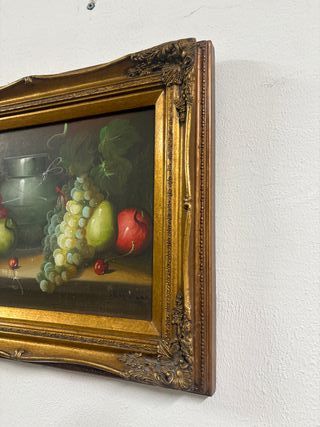 Quadro antico con frutta e vaso