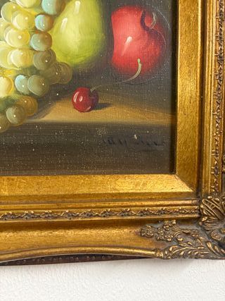 Quadro antico con frutta e vaso