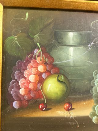 Quadro antico con frutta e vaso