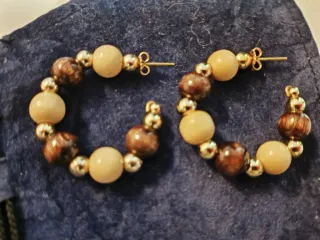 Pendientes vintage chapados bolas combinadas