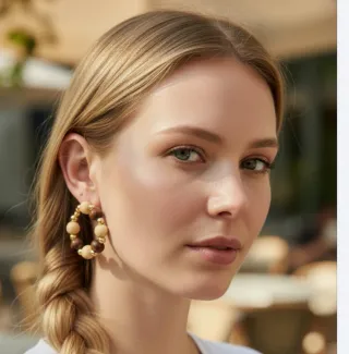 Pendientes vintage chapados bolas combinadas