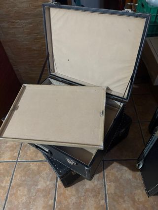 Maletas Vintage Beige y Negra 2 maletas