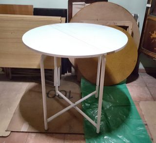 MESA LIBRO ABATIBLE REDONDA BLANCA 80 CM