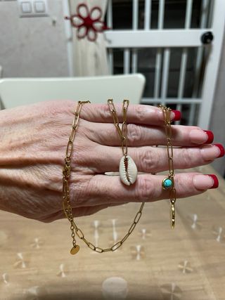 Collar OUI verano oro y turquesa