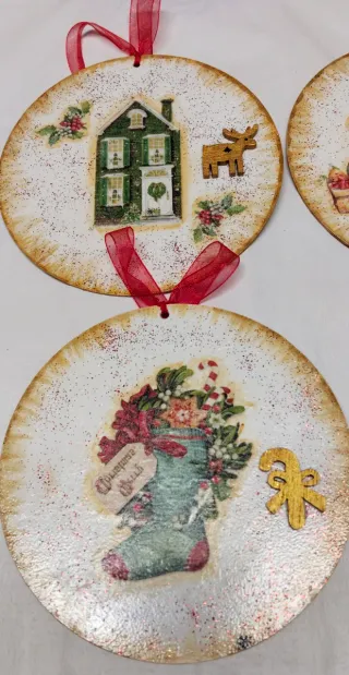 adornos Navideños de decoupage (Set de 6)