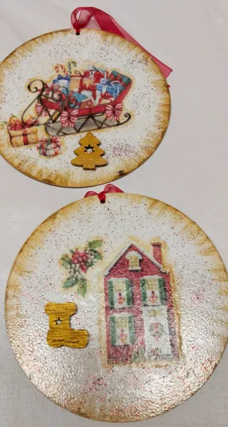 adornos Navideños de decoupage (Set de 6)