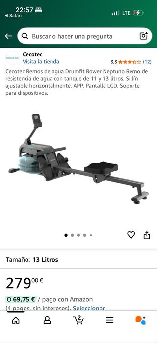 Máquina de Remo Cecotec agua