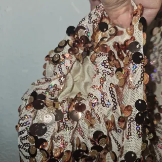 Bomber lentejuelas beige T.U con forro