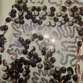 Bomber lentejuelas beige T.U con forro