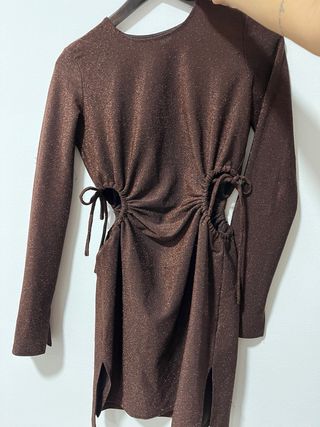 Vestido fiesta marrón S