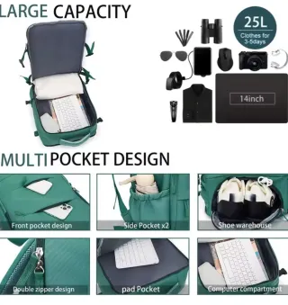 Mochila de viaje negra