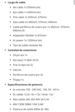 Fuente de Alimentación EVGA 600W 80 Plus
