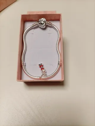 Nueva,Pulsera Plata Ley 925 con 2 Charms