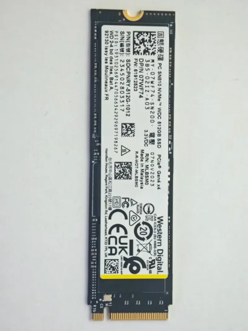 SSD M.2 Western Digital PC SN810 512GB NVMe